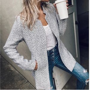 New Vici Collection heather grey herringbone coat